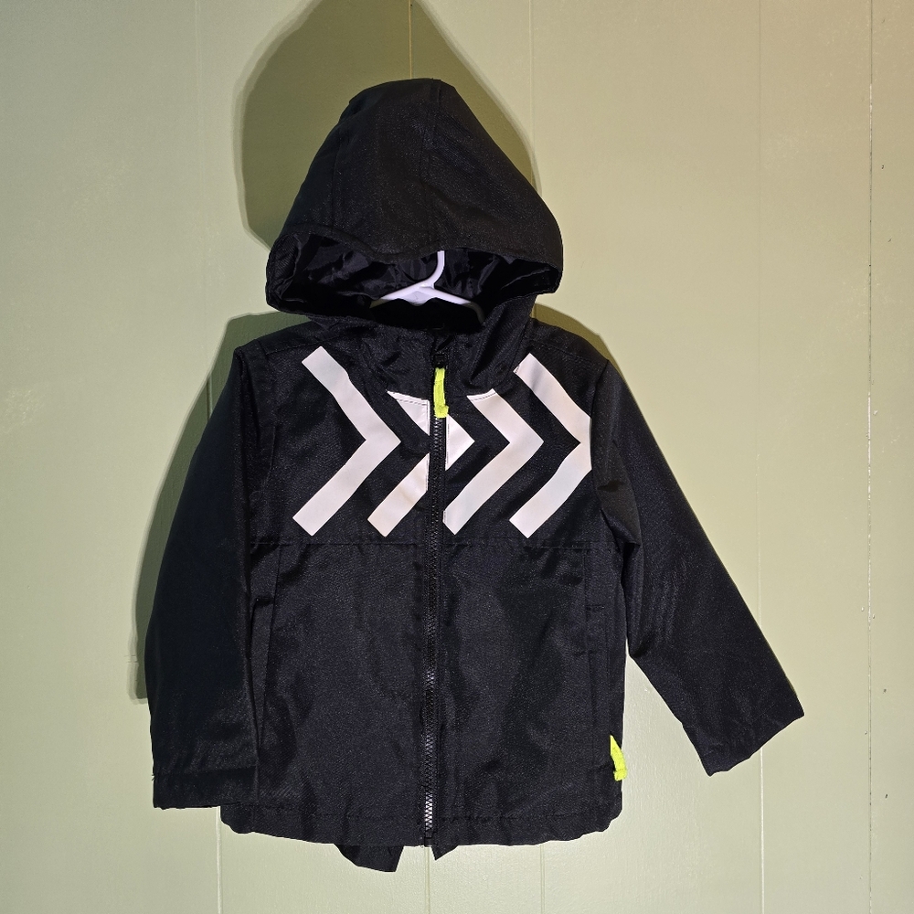 I08 Ideology Black Hooded Jacket with White Arrows Size 3T With Pockets!